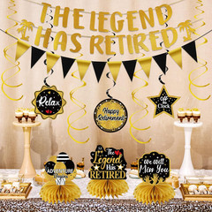 Retirement Party Decorations for Men Women, Black Gold Retirement Decorations Ki
