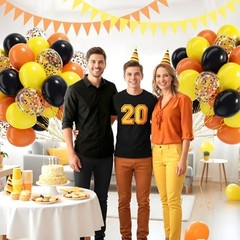 60pcs Construction Balloons 12inch with Black and Yellow Black Yellow Orange