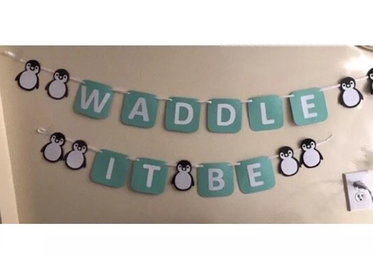 Waddle It Be Penguin Baby Shower Banner Gender Reveal