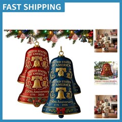 Vibrant 250th Anniversary Bell Ornaments – 4pc Acrylic Set for Independence Day