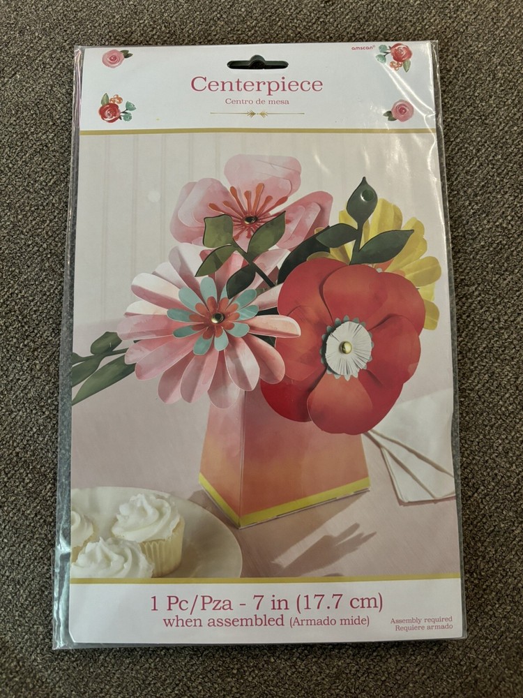 Floral Cardboard Paper Centerpiece 7” NIP Amscan