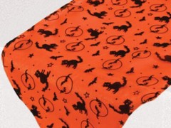 Halloween Fabric Table Runner Cloth Set of 2 Party Decor Black Cats Orange Bats