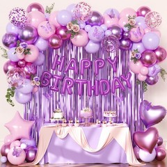 Purple Pink Birthday Decorations, Metallic Magenta Purple Lavender Balloons C…