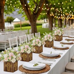 24 Pcs Christian Cross Centerpieces for Tables, Rustic Religious Centerpiece …