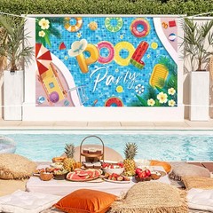 Pool Party Banner Decorations 71 inches x 43 inches, Multicolor