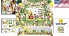 Classic Pooh Theme Party Decorations – Tablecloth, Toppers