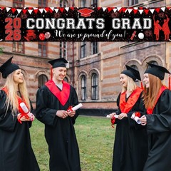 Red Black Graduation Decorations Outdoor Congrats Grad Banner Large We Are So Pr