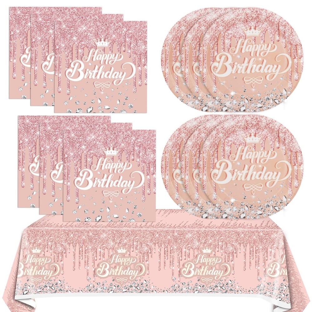 41Pcs Rose Gold Birthday Party Decorations – Pink Rose Gold Theme Supplies – …