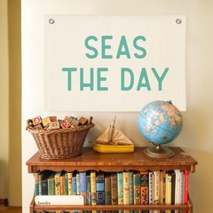 Coastal Inspirational Banner Wall Hanging, Seas the Day Kids Playroom Nursery…