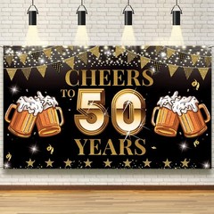 Cheers to 50 Years Backdrop Banner, Happy 50Th Birthday Decorations for Men Wome
