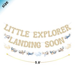 Little Explorer Landing Soon Banner Airplane Garland for Blue Airplane Baby S…