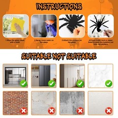 Halloween Window Clings Decorations, 7 Large Scary Black Spider