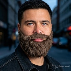 Reusable Fake Beard with Elastic Ear Strap, Brown Realistic Facial Hair Costu…