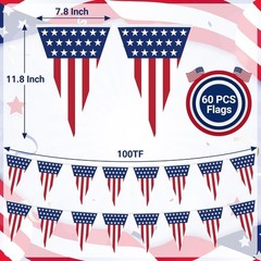 Celebration-Ready 4th of July Pennant Flags – 60 Count Waterproof Outdoor Banner