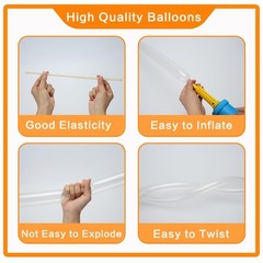 100Pcs Clear 260 Balloons Transparent Long Balloons for Balloon Garland Thick…