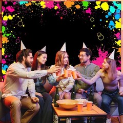 Neon Party Decorations Neon Backdrop for Glow Party Splatter Blacklight Photo