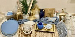 Beach Theme Party Lot (Dusty Blue/ Tan) Beach Theme Decor