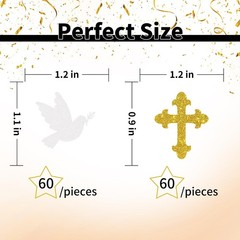 120 PCS Glitter God Bless Confetti Cross Paper Table Scatter Baptism Party