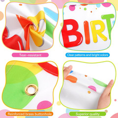 Large Colorful Happy Birthday Yard Banner Sign with Balloons 118 X 19.7 Inches H