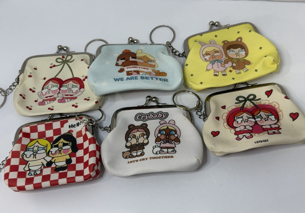 Crybaby Cartoon Coin Pouch Keychain Party Pack Set (Lot of 6)