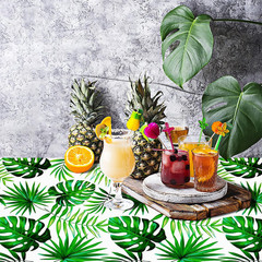 3PCS Hawaii Palm Leaves Tablecloths for Hawaiian Party Decoration, Luau Disposab