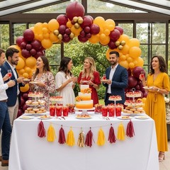 Maroon and Gold Balloon Garland Arch Kit 132Pcs with burgundy gold Lemon Yell…
