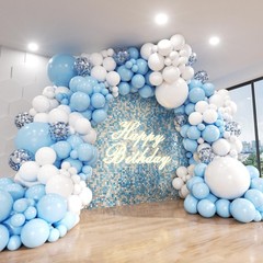 Blue and White Balloon Arch Kit, ADOINBY 140Pcs Pastel Light Blue and White