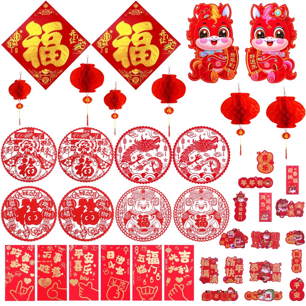 40Pcs Chinese New Year Decorations 2026 Lunar New Year Lucky Hanging Ornaments