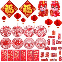 40Pcs Chinese New Year Decorations 2026 Lunar New Year Lucky Hanging Ornaments