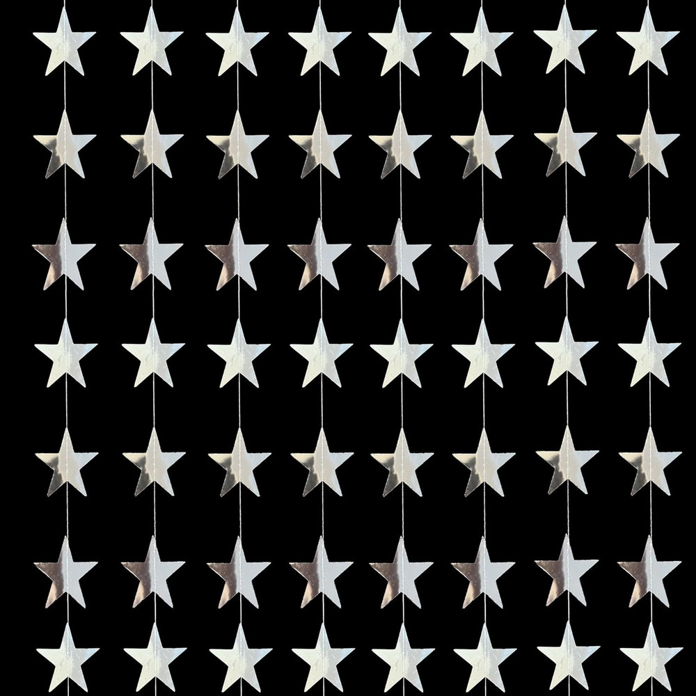 80ft Silver Star Garland 10 Strings Graduation New Years Party Decorations