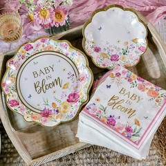 Baby in Bloom Tableware Set Baby Shower Party Supplies Plates and napkins