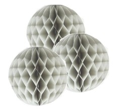 3xLight Gray 4″ HoneyComb Round Tissue Paper Lantern Balls Pom Poms Wedding