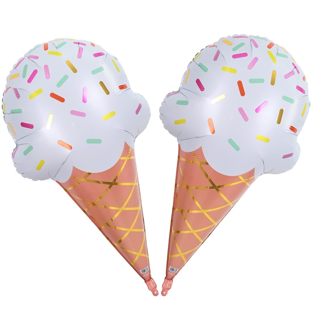 32 Inch Large Ice Cream Balloons Cone Kit, Giant Sweet Ice Cream Sprinkle Foi…