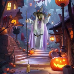 Halloween Animated Hovering Witch Animatronics Halloween Decorations Outdoor AE