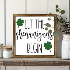 1pc Wooden Sign “Let The Mischief Begin” Desktop Decor Holiday Accessory