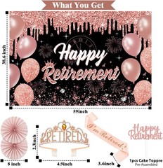 Retirement Party Decorations for Women,52Pcs PRE-STRUNG Rose Gold Black Party…