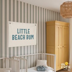 Little Beach Bum Canvas Banner – Coastal Nursery Wall Decor for Baby Kids Roo…