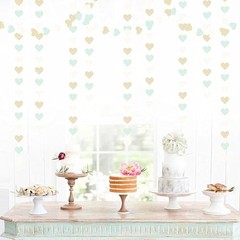 Sage-Green Gold Tea Party Decorations Heart Garland – 52Ft Sage-green Gold Tea