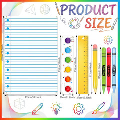 9Pcs Back to School Party Decor Notebook Ruler Paint Tray Backdrop Inflatable Pe