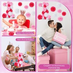 14.7 Inch Wooden Number 1, 21 Pcs Tissue Paper Flowers, Decoration for DIY Craft
