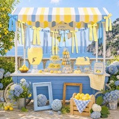 Butter Themed Bow Garland Banner – Blue Yellow Gingham Ribbon – Decor