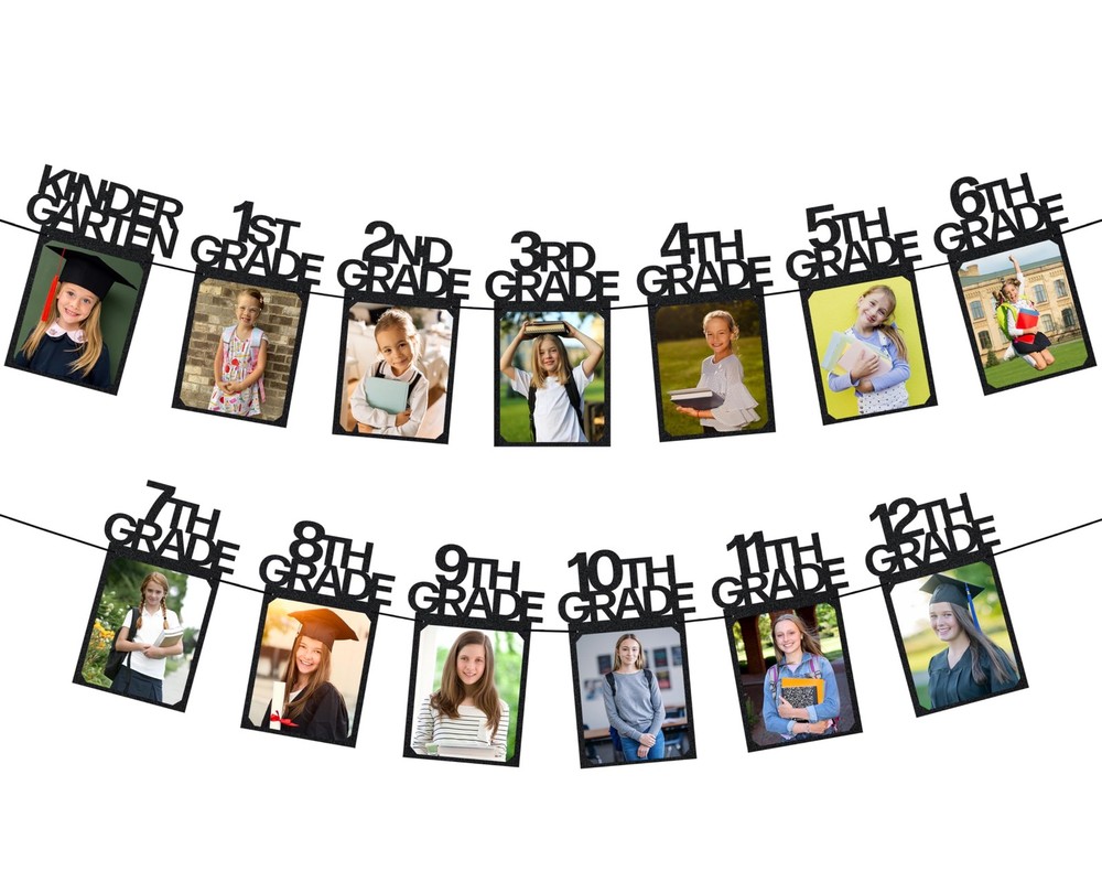 PartyHooman Graduation Photo Banner 10.5 inches x 17 inches, Black (8″ x 10″)