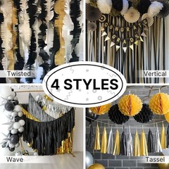 Versatile Black Crepe Paper Streamers – 1.8 Inch x 82 Ft, Perfect for Parties