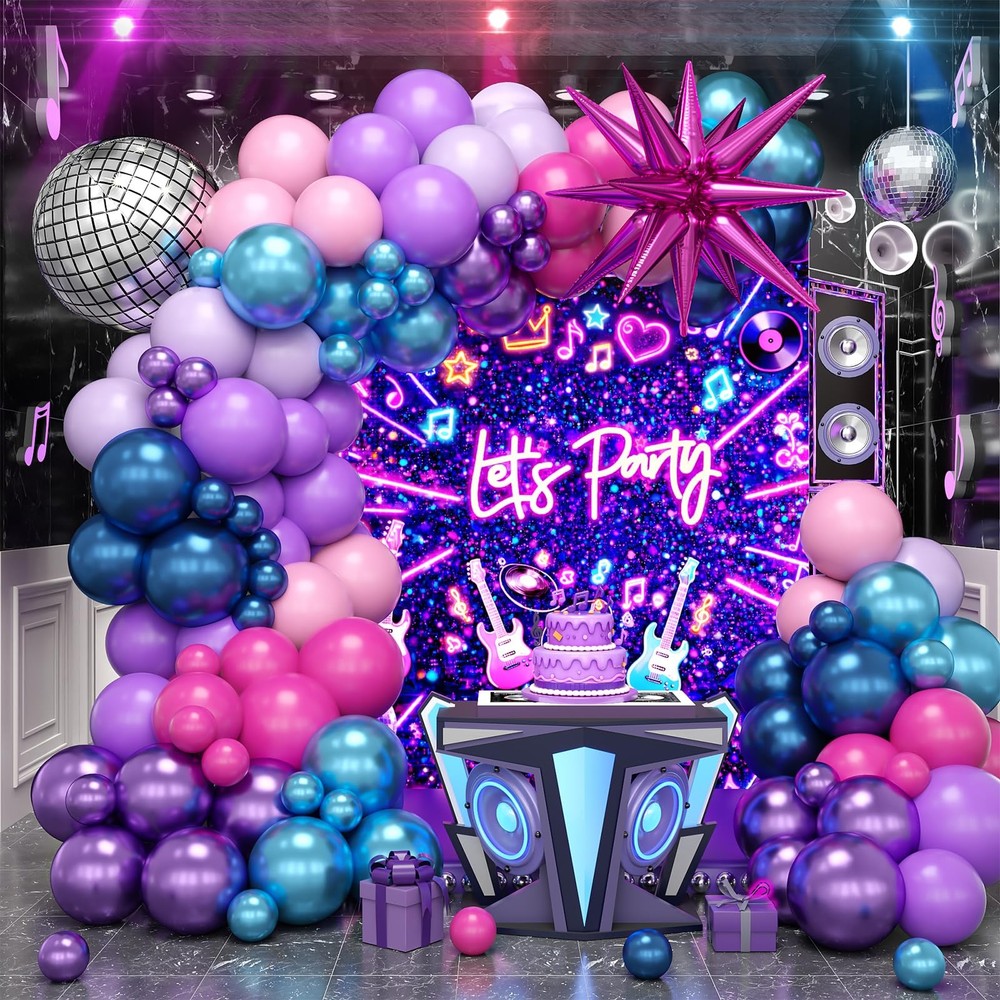 Purple Blue Pink Balloon Arch Kit, Light Pink Hot Pink Metallic Blue Purple B…