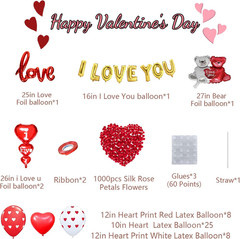 Valentines Day Balloons Decorations I Love You Balloons and Heart Balloons Kit w
