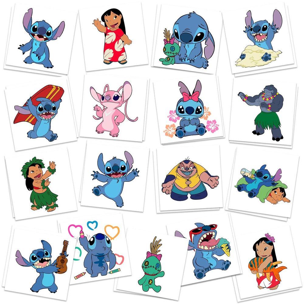 Stitch Party Supplies, 34Pcs Temporary Tattoos Party Gifts, Removable Tattoo Sti