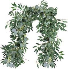 Fake Greenery Garlands Artificial Silver Dollar Eucalyptus Garland in Grey Green