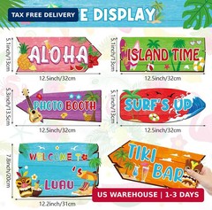 24 Pieces Luau Party Decorations Summer Tropical Party Directional Sign Hawaiian