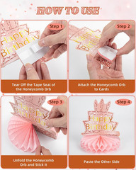 9 Pcs 60Th Birthday Decoration for Women Happy 60Th Birthday Table Honeycomb Dec