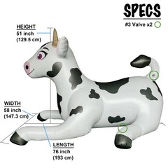 Jet Creations Cow Inflatable 76inch (193cm) Long
